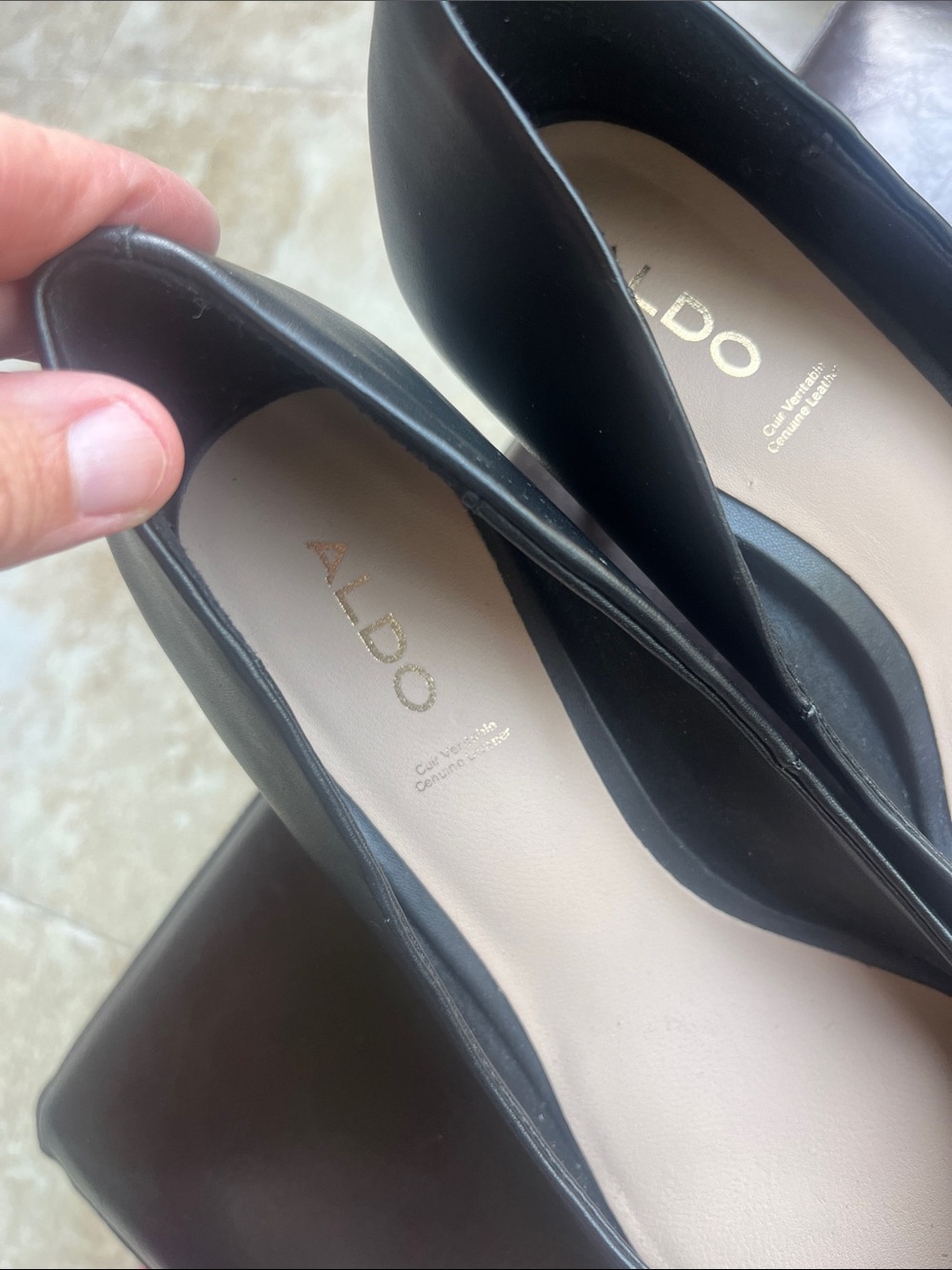 Aldo Flex Black Leather Pointed-Toe Pumps Size 8 - Picture 13 of 16